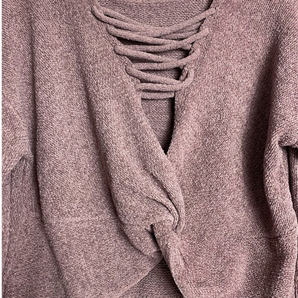 NWT Sugar Moon Winter Plum Sweater With Fixed Lace & Twist Front - Picture 10 of 14